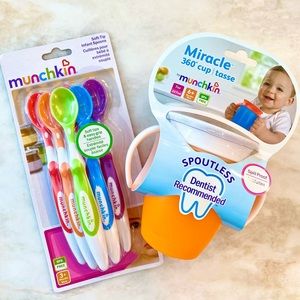 Brand new Munchin soft tip spoons and Miracle cup